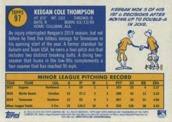 2019 Topps Heritage Minor League - Black Border #97 Keegan Thompson Back