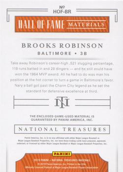 2019 Panini National Treasures - Hall of Fame Materials #HOF-BR Brooks Robinson Back