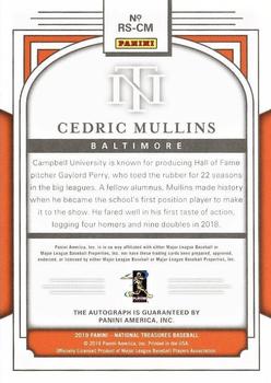 2019 Panini National Treasures - Rookie Signatures #RS-CM Cedric Mullins Back