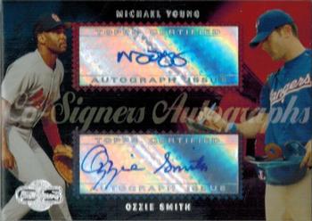 2006 Topps Co-Signers - Dual Autographs #CS-83 Michael Young / Ozzie Smith Front