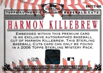 2006 Topps Sterling - Baseball Cut Signatures #BBCUT-HK Harmon Killebrew Back