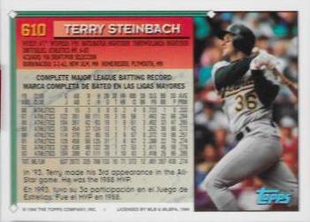 2019 Topps Archives Signature Series Retired Player Edition - Terry Steinbach #610 Terry Steinbach Back