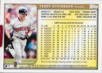 2019 Topps Archives Signature Series Retired Player Edition - Terry Steinbach #146 Terry Steinbach Back