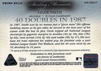 2006 Topps Sterling - Moments Relics Autographs Prime #OS-DB27 Ozzie Smith 2B 27 Back