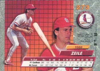 1992 Ultra #273 Todd Zeile Back