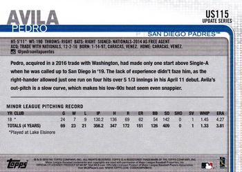 2019 Topps Update - 150th Anniversary #US115 Pedro Avila Back