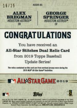 2019 Topps Update - All-Star Stitches Dual Relics #ASSDR-BS George Springer / Alex Bregman Back