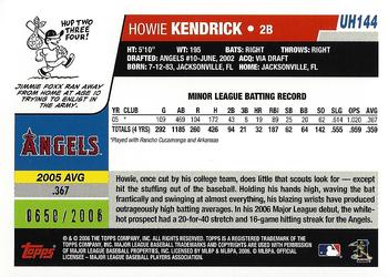 2006 Topps Updates & Highlights - Gold #UH144 Howie Kendrick Back