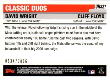 2006 Topps Updates & Highlights - Gold #UH327 David Wright / Cliff Floyd  Back