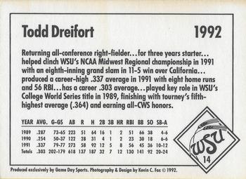 1992 Game Day Wichita State Shockers #14 Todd Dreifort Back