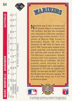 1992 Upper Deck #64 Marc Newfield Back