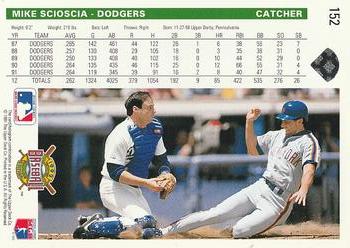 1992 Upper Deck #152 Mike Scioscia Back