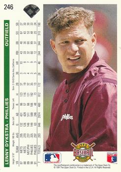 1992 Upper Deck #246 Lenny Dykstra Back