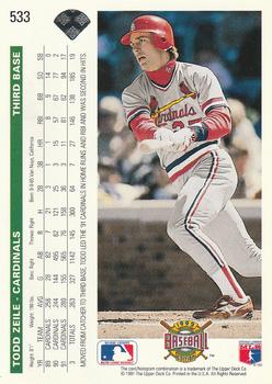 1992 Upper Deck #533 Todd Zeile Back