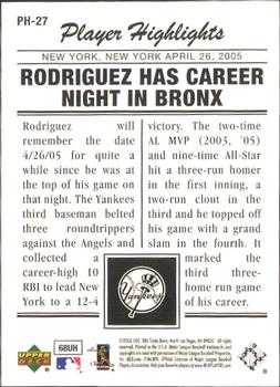 2006 Upper Deck - Player Highlights #PH-27 Alex Rodriguez Back