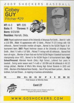 2009 MultiAd Wichita State Shockers #27 Cobey Guy Back