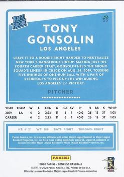 2020 Donruss #59 Tony Gonsolin Back