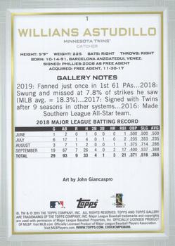 2019 Topps Gallery #1 Willians Astudillo Back