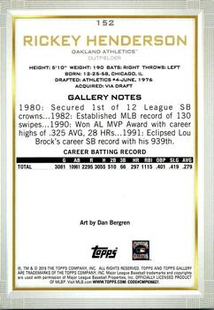 2019 Topps Gallery #152 Rickey Henderson Back