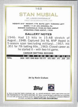2019 Topps Gallery #162 Stan Musial Back