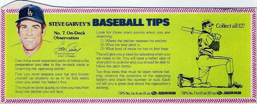 1979 Post Raisin Bran Steve Garvey's Baseball Tips #7 On-Deck Observation Front