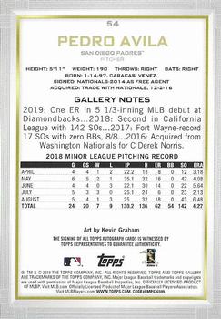 2019 Topps Gallery - Autographs #54 Pedro Avila Back