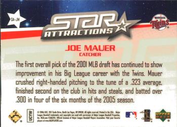 2006 Upper Deck Special F/X - Star Attractions #SA-JM Joe Mauer Back