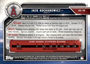 2019 Bowman Draft - Blue #BD-98 Jack Kochanowicz Back