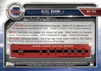 2019 Bowman Draft - Blue #BD-162 Alec Bohm Back