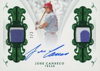 2019 Panini Flawless - Signature Patches Emerald #SP-JC Jose Canseco Front