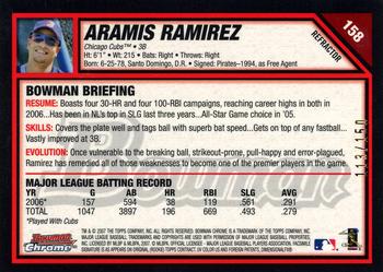 2007 Bowman Chrome - Blue Refractors #158 Aramis Ramirez Back
