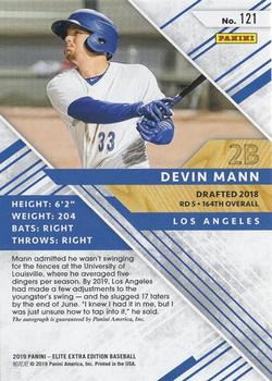 2019 Panini Elite Extra Edition - Autographs #121 Devin Mann Back