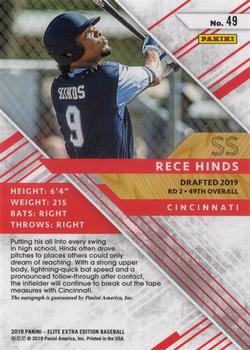 2019 Panini Elite Extra Edition - Opti-Chrome Signatures #49 Rece Hinds Back