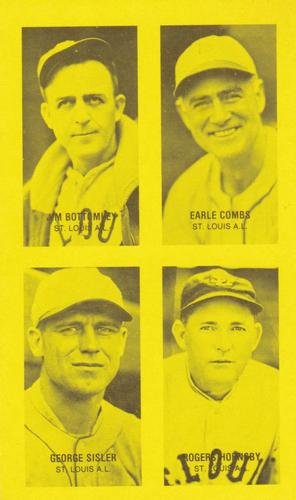1977 Jim Rowe 4-on-1 Exhibits #NNO Jim Bottomley / Earle Combs / Rogers Hornsby / George Sisler Front