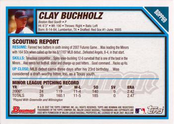 2007 Bowman Draft Picks & Prospects - Prospects #BDPP69 Clay Buchholz Back