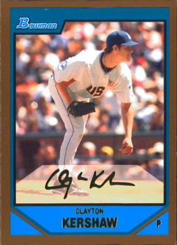 2007 Bowman Draft Picks & Prospects - Prospects Gold #BDPP77 Clayton Kershaw Front