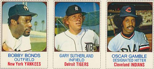 1975 Hostess - Panels #145-147 Bobby Bonds / Gary Sutherland / Oscar Gamble Front