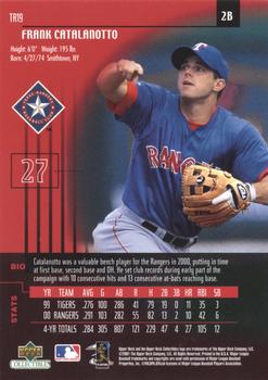 2001 Upper Deck Collectibles Texas Rangers #TR19 Frank Catalanotto Back
