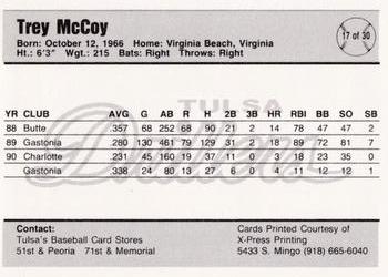 1991 Tulsa Drillers #17 Trey McCoy Back