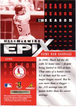 1998 Score - Epix Orange #E18 Mark McGwire Back