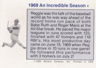 1984 Galasso Reggie Jackson Mini #4 Reggie Jackson Back