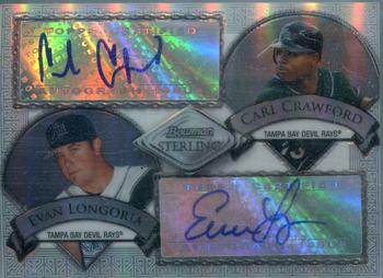 2007 Bowman Sterling - Dual Autographs Refractors #BSDA-LC Evan Longoria / Carl Crawford Front