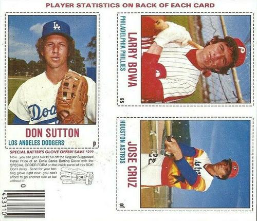 1978 Hostess - Panels L-Shaped #70-72 Don Sutton / Larry Bowa / Jose Cruz Front