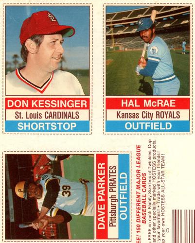 1976 Hostess - Panels L Shaped #133-135 Dave Parker / Don Kessinger / Hal McRae Front