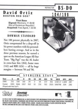 2007 Bowman Sterling - Refractors #BS-DO David Ortiz Back