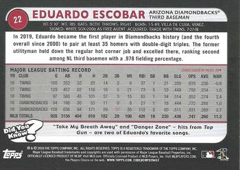 2020 Topps Big League #22 Eduardo Escobar Back