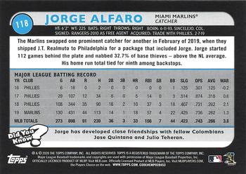 2020 Topps Big League #118 Jorge Alfaro Back