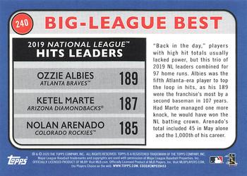 2020 Topps Big League #240 2019 National League Hits Leaders (Ozzie Albies / Ketel Marte / Nolan Arenado) Back