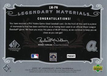 2007 SP Legendary Cuts - Legendary Materials Dual #LM-PN Phil Niekro Back