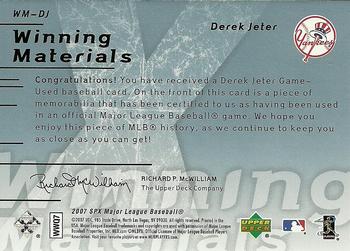 2007 SPx - Winning Materials Blue #WM-DJ Derek Jeter Back